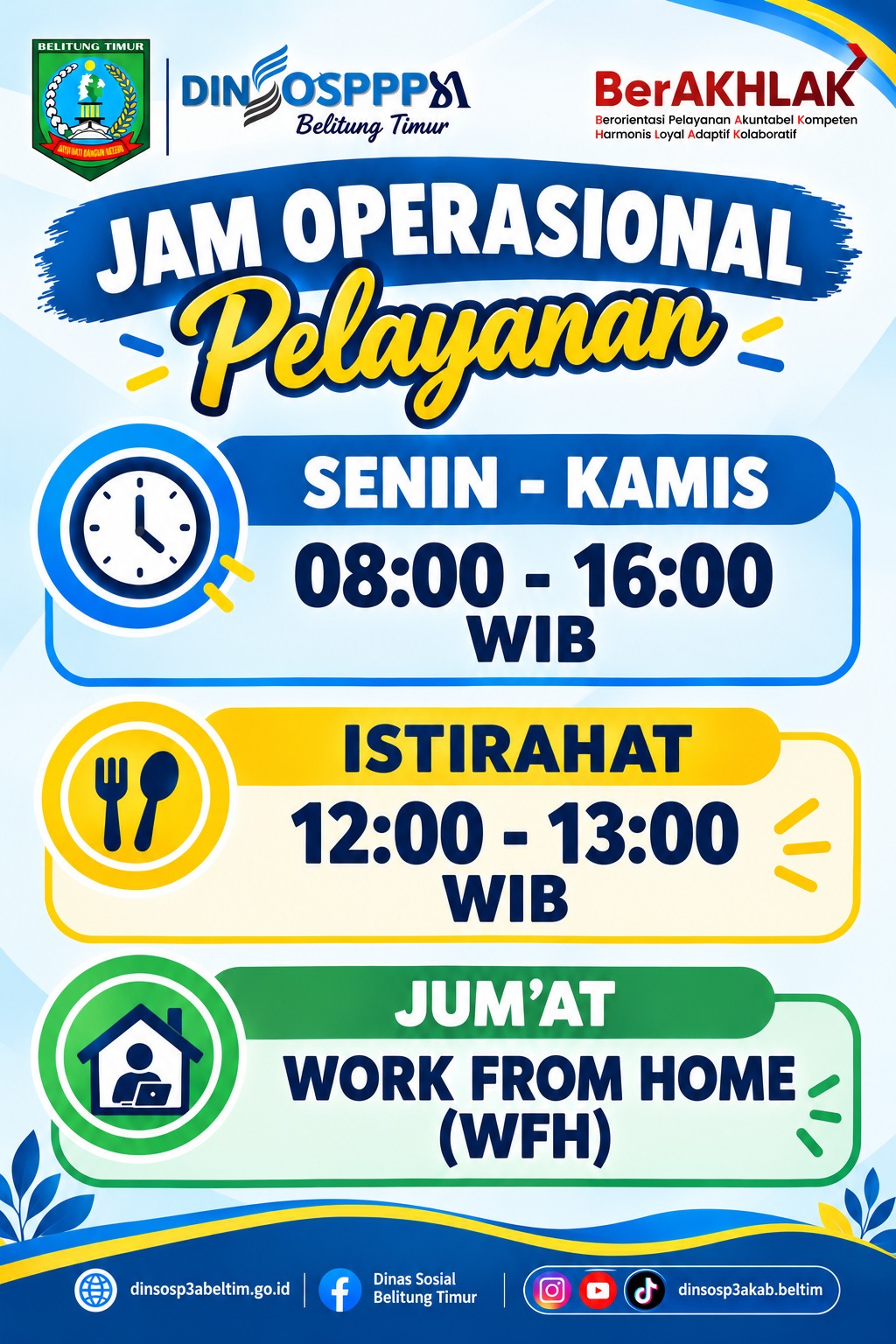 Jadwal Pelayanan Dinas Sosial Pemberdayaan Perempuan dan Perlindungan Anak