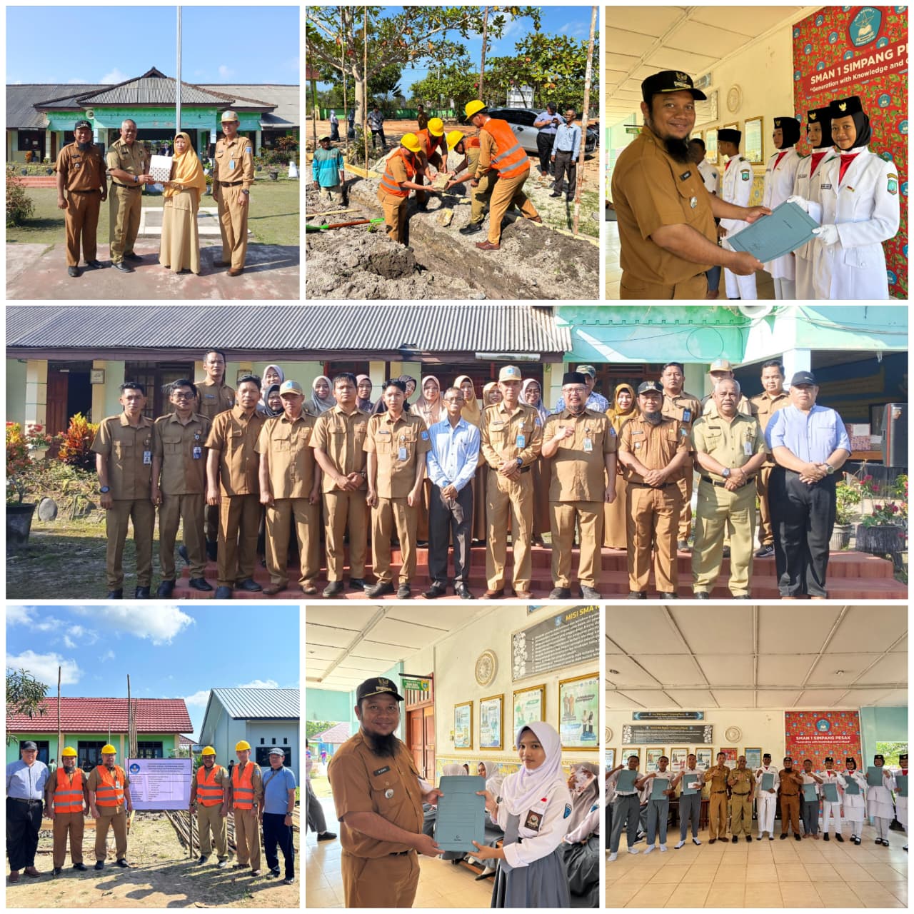 CAMAT SIMPANG PESAK MENGHADIRI UPACARA BENDERA DAN PELETAKAN BATU PERTAMA UNTUK TIGA UNIT  BANGUNAN