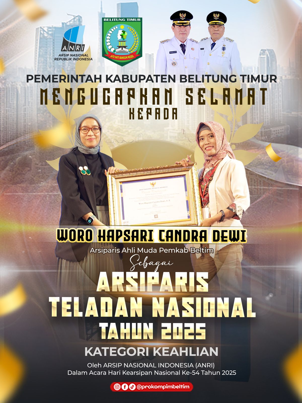 SELAMAT KEPADA WORO HAPSARI ARSIPARIS TELADAN NASIONAL TAHUN 2025