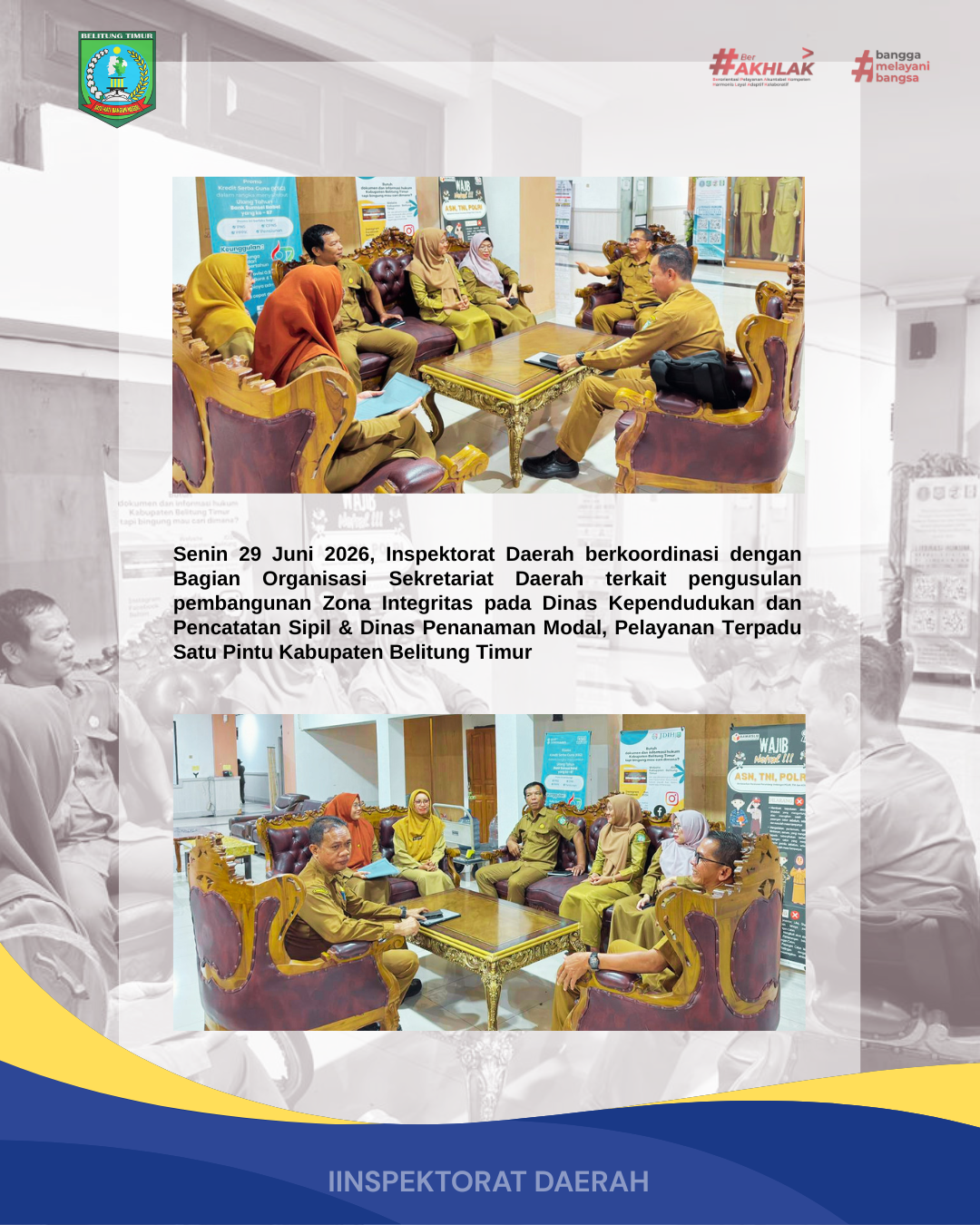 Koordinasi Inspektorat Daerah terkait Zona Integritas