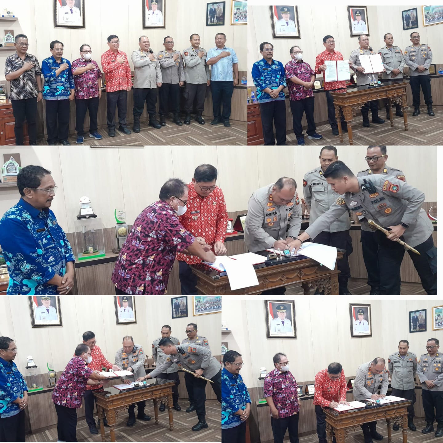 Bakesbangpol Beltim, Bidang Wasnas, Gelar Penandatanganan NPHD, Berita Acara Penyerahan Dana Hibah Beltim dan SK Bupati Beltim Tentang Penerima Hibah Uang Peruntukan Pembangunan Gedung Satuan Narkoba Kepolisian Resor Beltim Tahun 2025