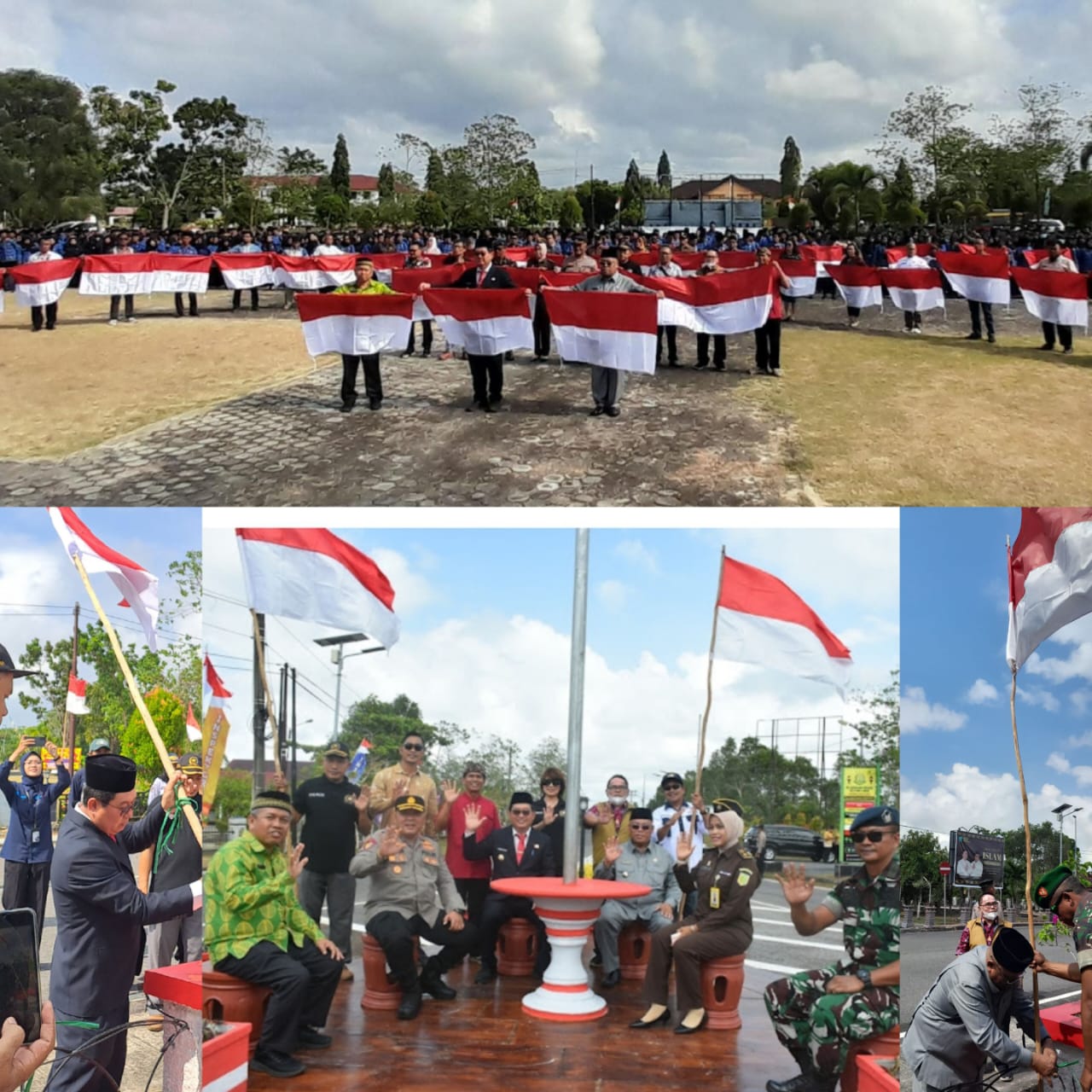 KESBANGPOL BELITUNG TIMUR GELAR PEMBAGIAN DAN PEMASANGAN 10 JUTA BENDERA MERAH PUTIH BERSAMA BUPATI DAN JAJARAN OPD