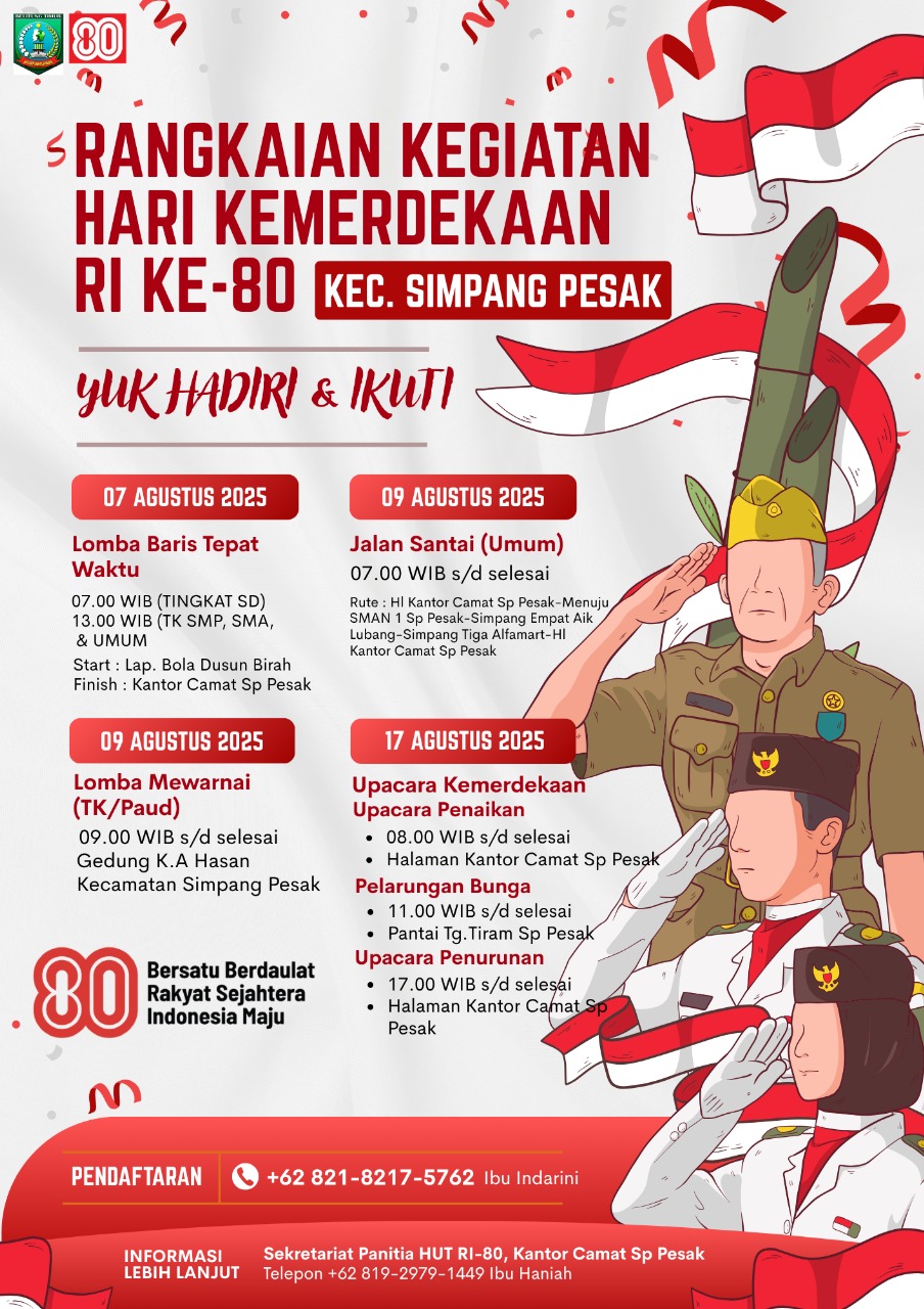 Rangkaian Kegiatan Hari Ulang Tahun Ke-80 Republik Indonesia di Kecamatan Simpang Pesak