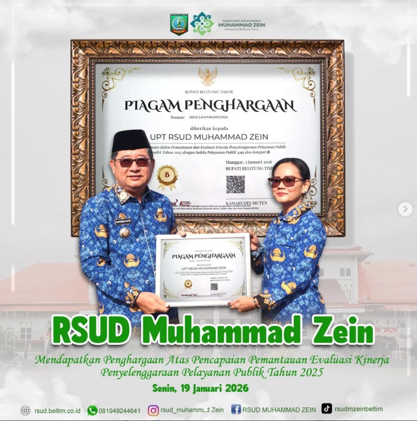 RSUD Muhammad Zein Raih Predikat B pada Evaluasi Kinerja Penyelenggaraan Pelayanan Publik Tahun 2025